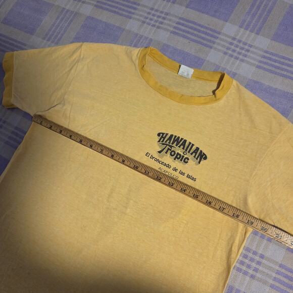 Vtg Hawaiian Tropic T Shirt Acapulco Beach Sail USA 70s 80s Ringer Islands Large - Picture 7 of 11